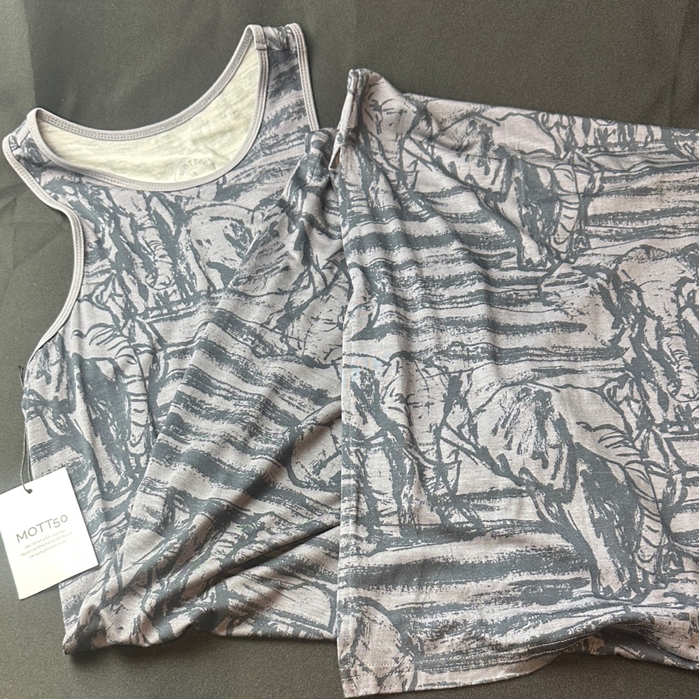 MOTT50 Gray Elephant Print Maxi Dress - NWT